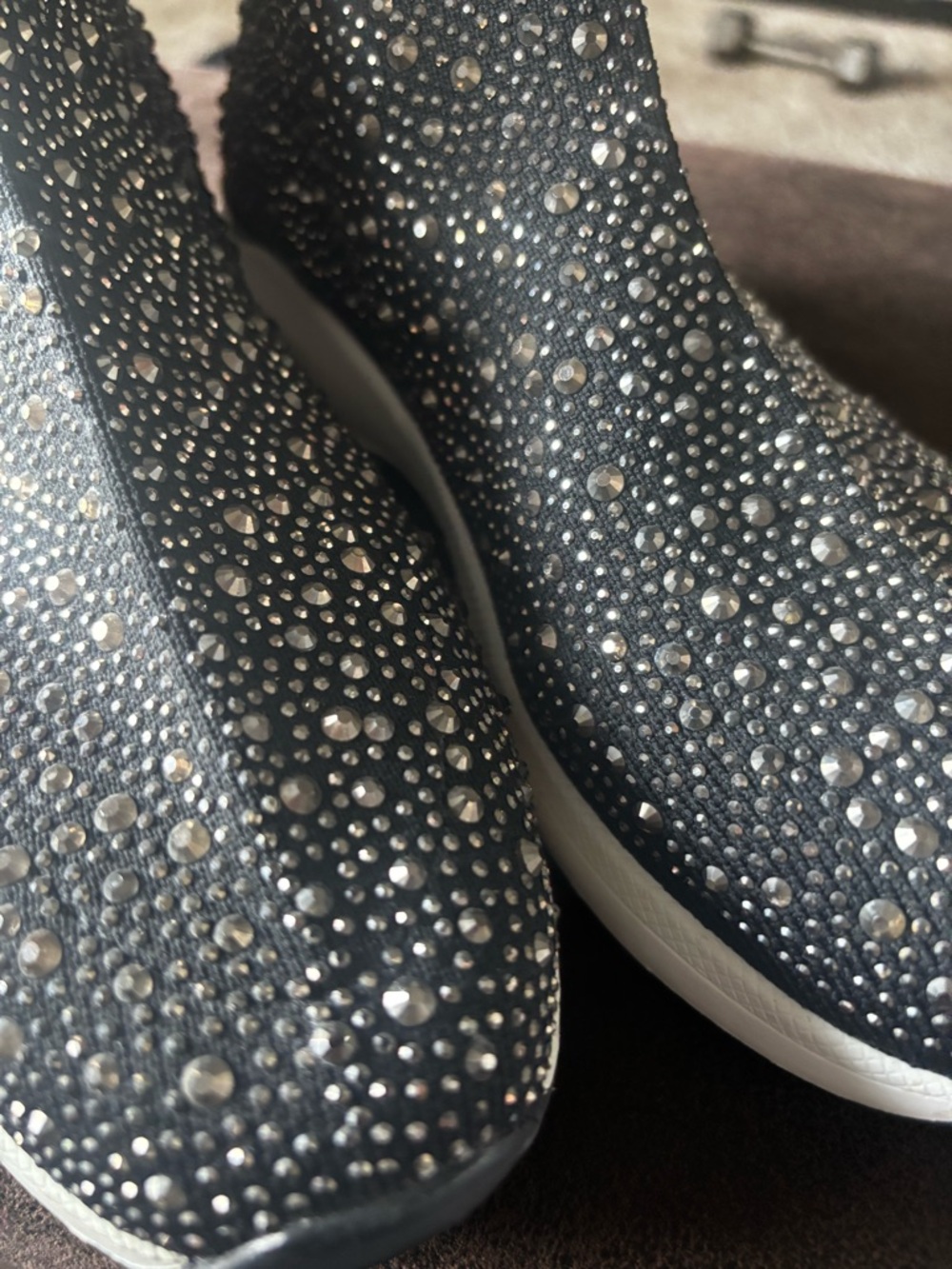 Kurt Geiger CARVELA Crystal-Embellished Black Knit Ankle Booties